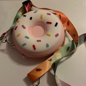 Doughnut, small purse with scrap not a big opening, but still can hold stuff